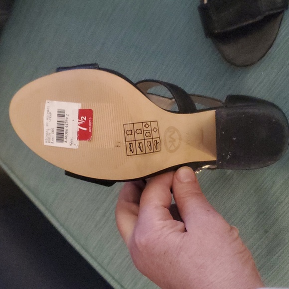 Michael Kors Black Leather Block Heels - Picture 3 of 4